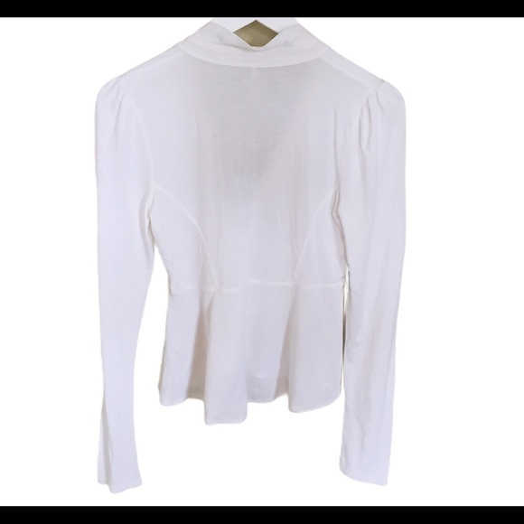 FREE PEOPLE Lois Tie Front Long Sleeve Blouse With V Cut Ivory White Size Small - Picture 10 of 11